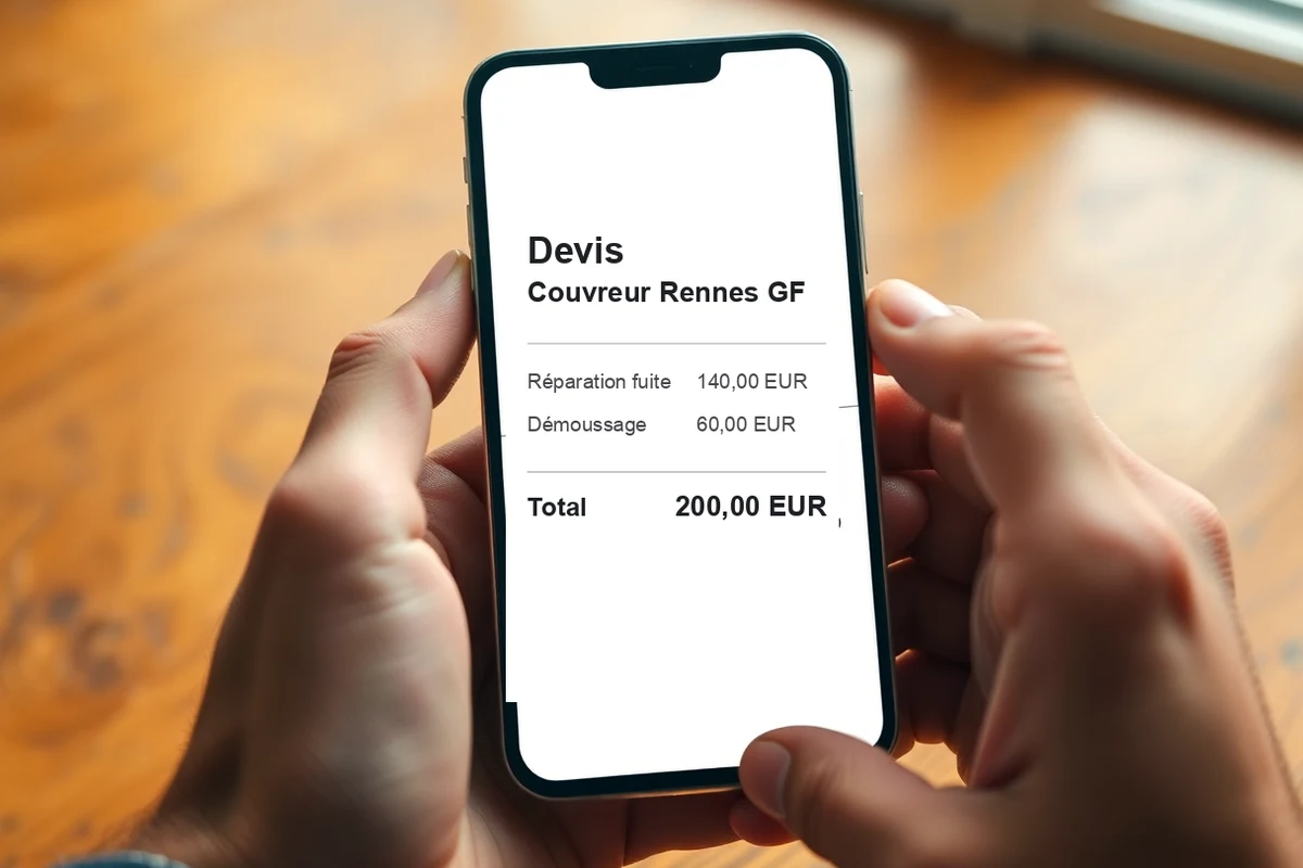 Devis couvreur à Rennes détaillé et transparent affiché sur smartphone